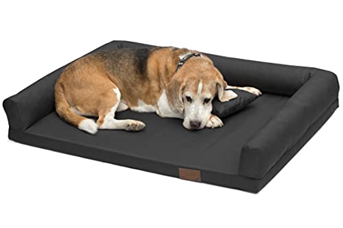 Juelle Orthopädisches Hundebett Große Hunde, Ergonomische Matratze mit Seiten für große Hunde, Abnehmbarer Bezug, Maschinenwaschbar, Lucky M-XXL (Größe: XL - 130x95cm, Grafit) von Juelle