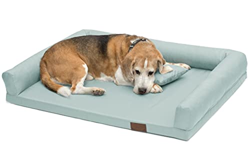 Juelle Orthopädisches Hundebett Große Hunde, Ergonomische Matratze mit Seiten für große Hunde, Abnehmbarer Bezug, Maschinenwaschbar, Lucky M-XXL (Größe: XXL - 145x105 cm, Helle Minze) von Juelle