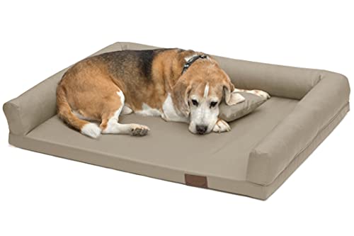 Juelle Orthopädisches Hundebett Große Hunde, Ergonomische Matratze mit Seiten für große Hunde, Abnehmbarer Bezug, Maschinenwaschbar, Lucky M-XXL (Größe: XXL - 145x105cm, Beige) von Juelle