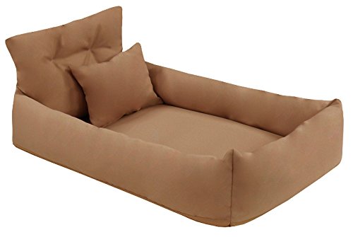 Juelle Orthopädisches Hundebett Kunstleder Hundesofa mit Orthopädischer Matratze für Große Hunde Abnehmbarer Bezug, Maschinenwaschbar, Hugo L-XXL (120x85 cm, Beige) von Juelle