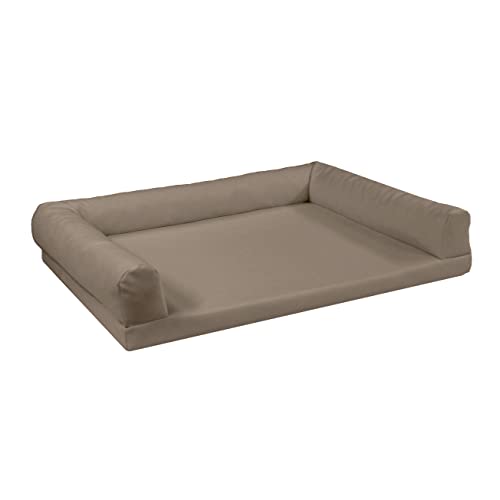 Juelle Orthopädisches Hundebett aus Kunstleder, Hundesofa mit Orthopädischer Matratze für Große Hunde, Abnehmbarer Bezug, Maschinenwaschbar, Lord L-XXL (100 x 75 cm, Brudenbeige) von Juelle