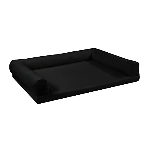 Juelle Orthopädisches Hundebett aus Kunstleder Sofa mit Matratze für große Hunde Abnehmbare Abdeckung, Waschmaschinenwaschbar, Lord L-XXL (100x75cm, Schwarz) von Juelle
