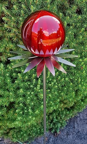 Jürgen Bocker Garten-Ambiente Blütenzauber Milano Rosenkugel 10 cm Edelstahl Gartenstecker Deko mit Stab 80 cm (rot matt) von Jürgen Bocker Garten-Ambiente