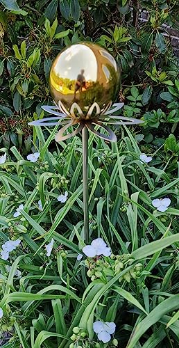 Jürgen Bocker Garten-Ambiente Blütenzauber Paris Rosenkugel 10 cm Edelstahl Gartenstecker Deko mit Stab 80 cm (Gold poliert) von Jürgen Bocker Garten-Ambiente