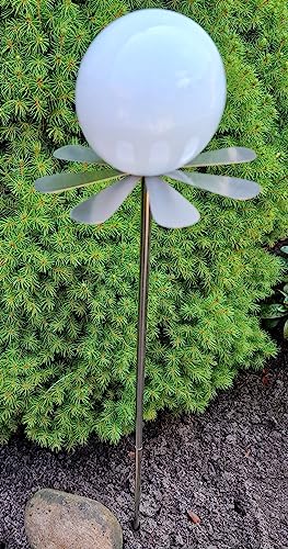 Jürgen Bocker Garten-Ambiente Blütenzauber Rotterdam Rosenkugel 10 cm Edelstahl Gartenstecker Deko mit Stab 80 cm (weiß poliert) von Jürgen Bocker Garten-Ambiente