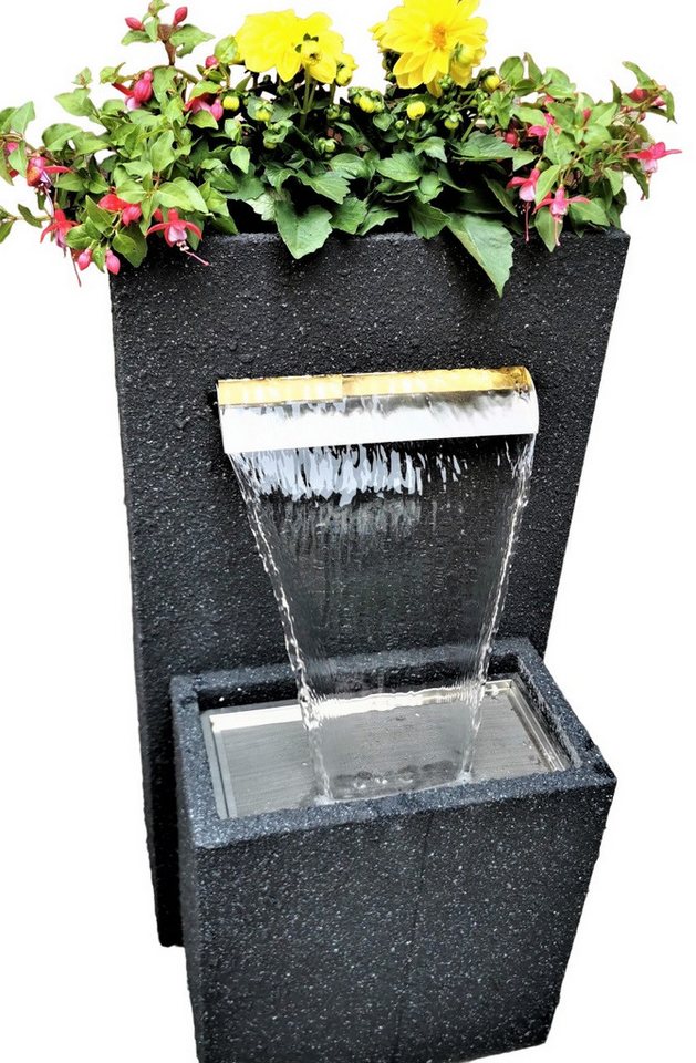 Jürgen Bocker - Gartenambiente Gartenbrunnen Brunnen Madrid klein Edelstahl Graphitbeschichtung anthrazit Garten, 46,00 cm Breite von Jürgen Bocker - Gartenambiente