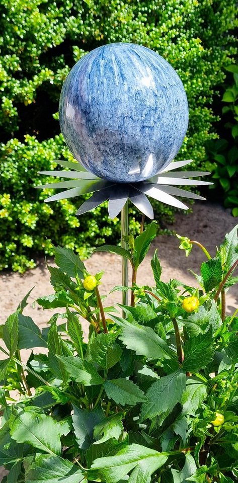 Jürgen Bocker - Gartenambiente Gartenstecker Blütenzauber Milano Rosenkugel 15 cm Edelstahl Garten mit Stab 80 cm von Jürgen Bocker - Gartenambiente