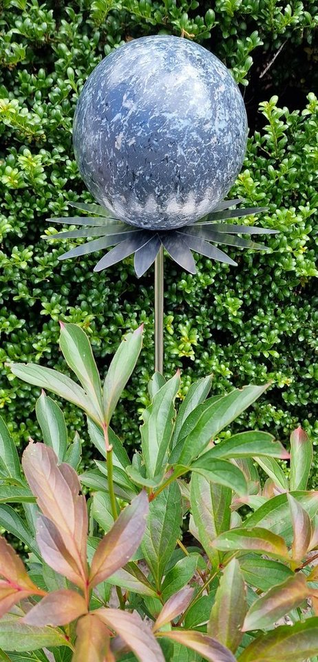 Jürgen Bocker - Gartenambiente Gartenstecker Blütenzauber Milano Rosenkugel 15 cm Edelstahl Garten mit Stab 80 cm von Jürgen Bocker - Gartenambiente