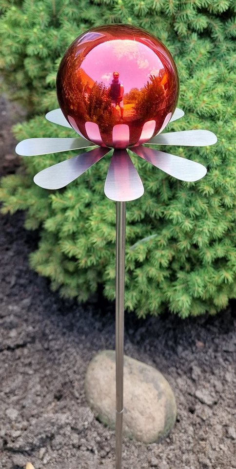 Jürgen Bocker - Gartenambiente Gartenstecker Blütenzauber Rotterdam Rosenkugel 10 cm Edelstahl mit Stab 80 cm von Jürgen Bocker - Gartenambiente