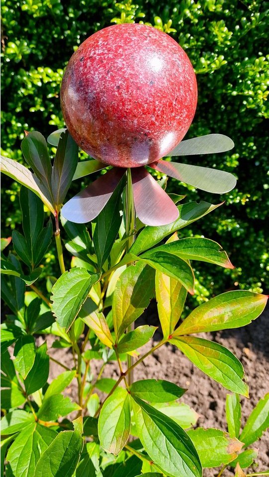 Jürgen Bocker - Gartenambiente Gartenstecker Blütenzauber Rotterdam Rosenkugel 10 cm Edelstahl mit Stab 80 cm von Jürgen Bocker - Gartenambiente