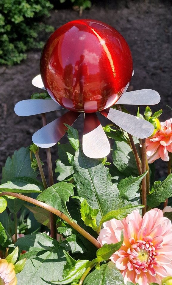 Jürgen Bocker - Gartenambiente Gartenstecker Blütenzauber Rotterdam Rosenkugel 10 cm Edelstahl mit Stab 80 cm von Jürgen Bocker - Gartenambiente