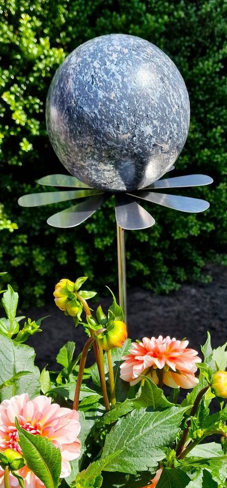 Jürgen Bocker - Gartenambiente Gartenstecker Blütenzauber Rotterdam Rosenkugel 15 cm Edelstahl mit Stab 80 cm von Jürgen Bocker - Gartenambiente