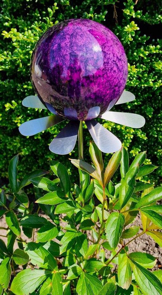 Jürgen Bocker - Gartenambiente Gartenstecker Blütenzauber Rotterdam Rosenkugel 15 cm Edelstahl mit Stab 80 cm von Jürgen Bocker - Gartenambiente