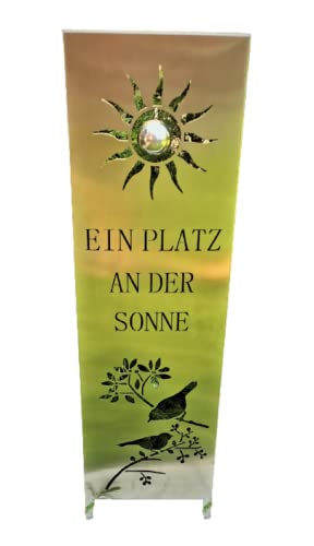 Jürgen Bocker Garten-Ambiente Gartenstecker Gartenschild EIN Platz an der Sonne aus Edelstahl matt gebürstet Abmessung 120x25x5 cm, Silber, 120 cm von Jürgen Bocker Garten-Ambiente