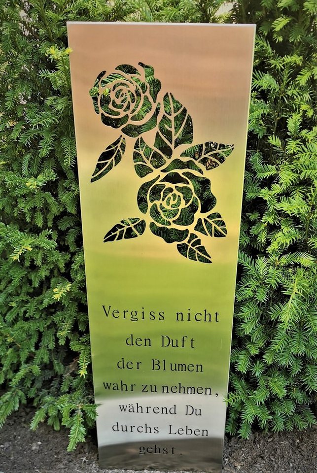 Jürgen Bocker Garten-Ambiente Gartenstecker »Gartenstecker Blume" 120 cm Schilder Tafel Beetstecker aus Edelstahl matt gebürstet«" von Jürgen Bocker Garten-Ambiente
