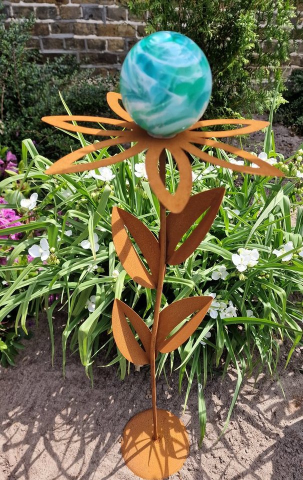 Jürgen Bocker - Gartenambiente Gartenstecker Glaszauber Blume Paris Cortenstahl 77 cm mit Standfuß von Jürgen Bocker - Gartenambiente