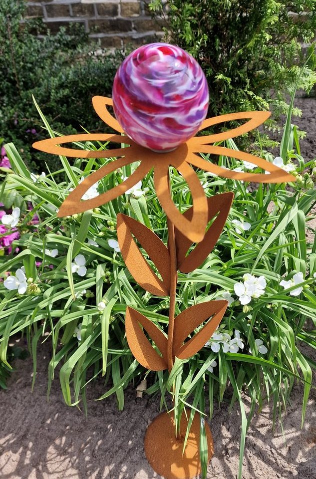 Jürgen Bocker - Gartenambiente Gartenstecker Glaszauber Blume Paris Cortenstahl 77 cm mit Standfuß von Jürgen Bocker - Gartenambiente