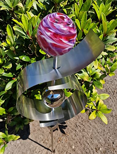 Jürgen Bocker Garten-Ambiente Gartenstecker Glaszauber Jupiter Malve 100 cm aus Edelstahl matt gebürstet mit Einer Glaskugel in Malve von Jürgen Bocker Garten-Ambiente