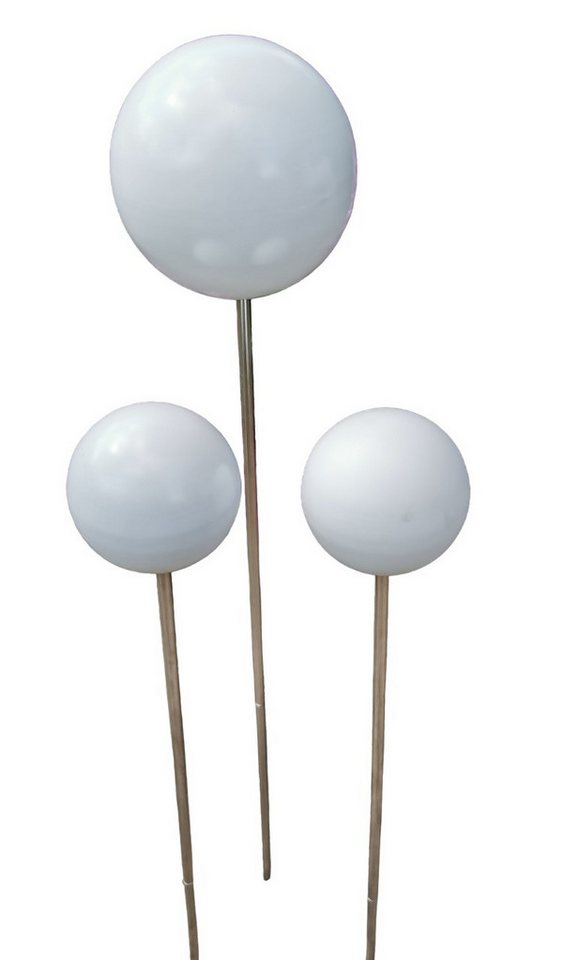 Jürgen Bocker - Gartenambiente Gartenstecker Rosenkugel Edelstahl weiß matt im 3er-Set Kugel mit Stab 80 cm von Jürgen Bocker - Gartenambiente