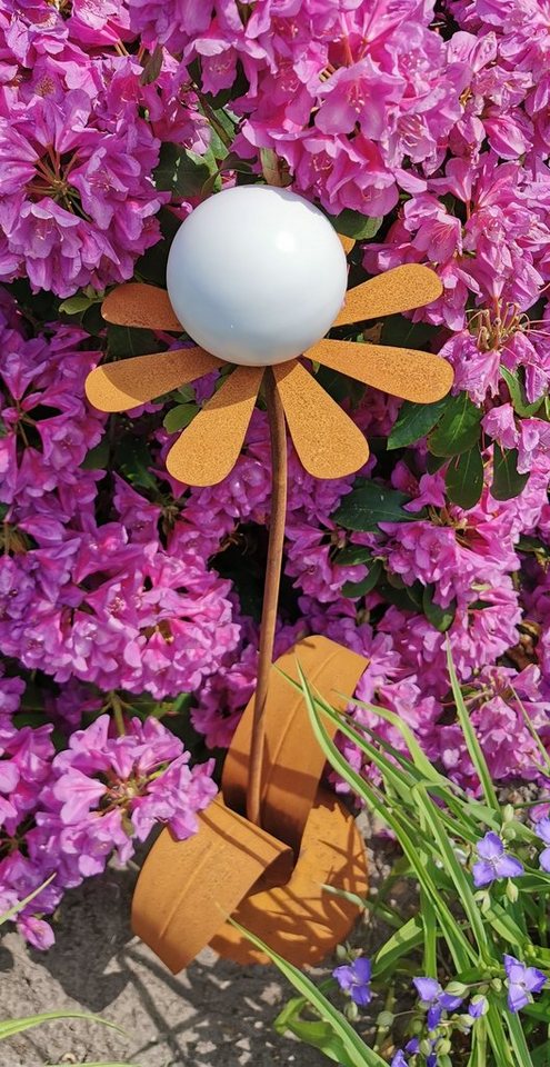 Jürgen Bocker - Gartenambiente Gartenstecker Skulptur Blume Brüssel Corten 77 cm mit Kugel + Standfuß von Jürgen Bocker - Gartenambiente