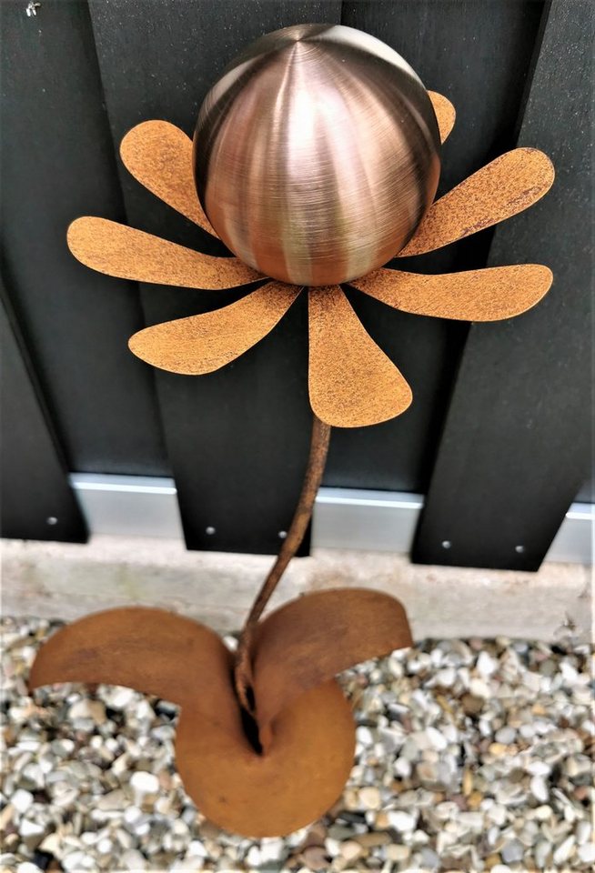 Jürgen Bocker - Gartenambiente Gartenstecker Skulptur Blume Brüssel Corten 77 cm mit Kugel + Standfuß von Jürgen Bocker - Gartenambiente