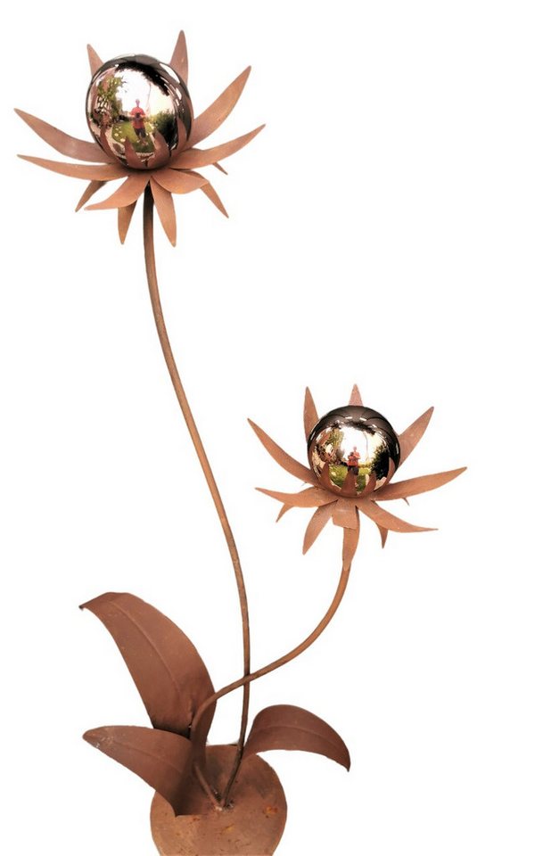 Jürgen Bocker - Gartenambiente Gartenstecker Blume Milano 120 cm Kugel golden rose poliert Cortenstahl Garten von Jürgen Bocker - Gartenambiente