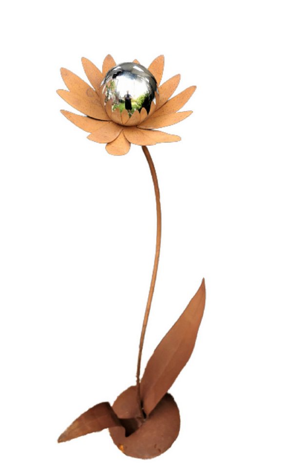 Jürgen Bocker - Gartenambiente Gartenstecker Blume Palermo 120 cm Kugel Edelstahl poliert Cortenstahl Garten von Jürgen Bocker - Gartenambiente