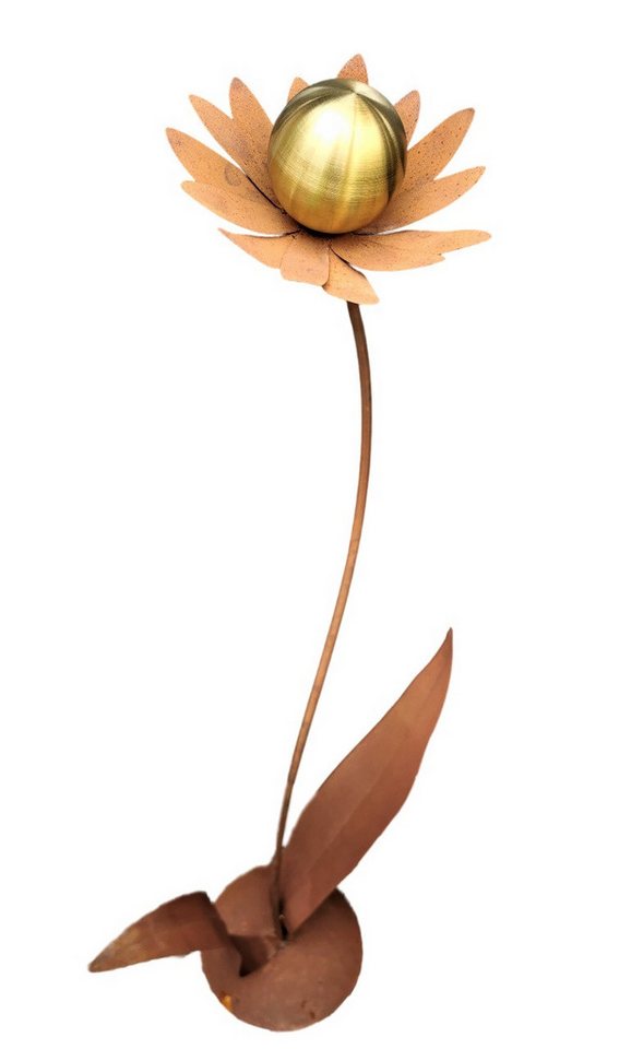 Jürgen Bocker - Gartenambiente Gartenstecker Blume Palermo Corten 120 cm Kugel gold matt Cortenstahl Garten von Jürgen Bocker - Gartenambiente