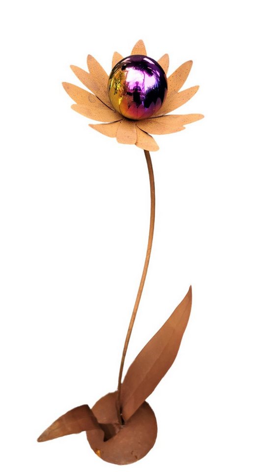 Jürgen Bocker - Gartenambiente Gartenstecker Blume Palermo Kugel rainbow poliert 120 cm Cortenstahl Deko Garten von Jürgen Bocker - Gartenambiente