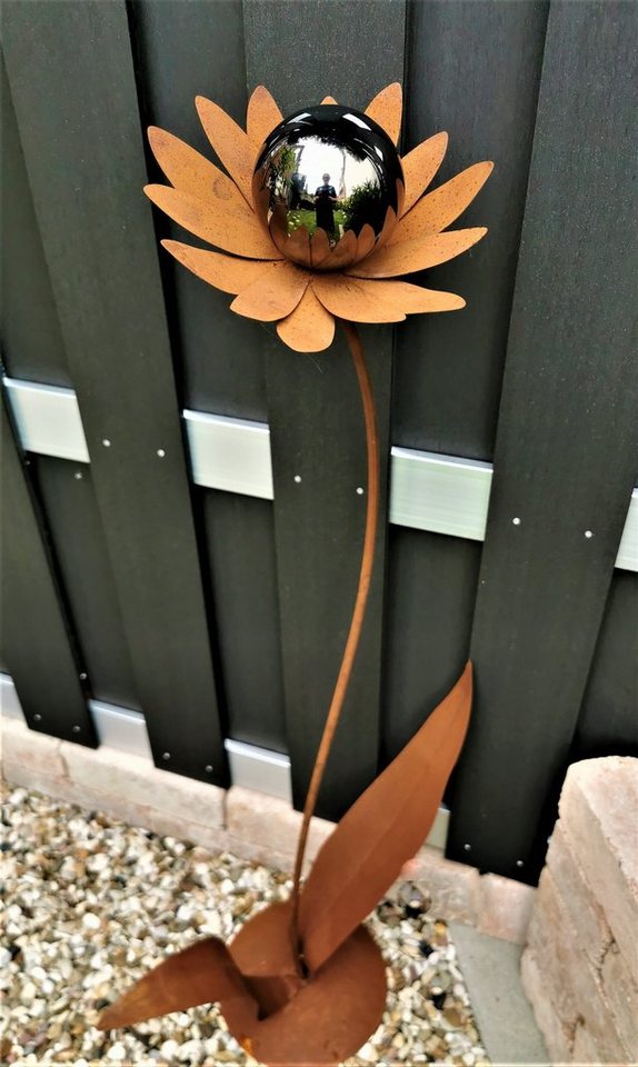 Jürgen Bocker - Gartenambiente Gartenstecker Blume Palermo Kugel schwarz poliert 120 cm Cortenstahl Deko Garten von Jürgen Bocker - Gartenambiente