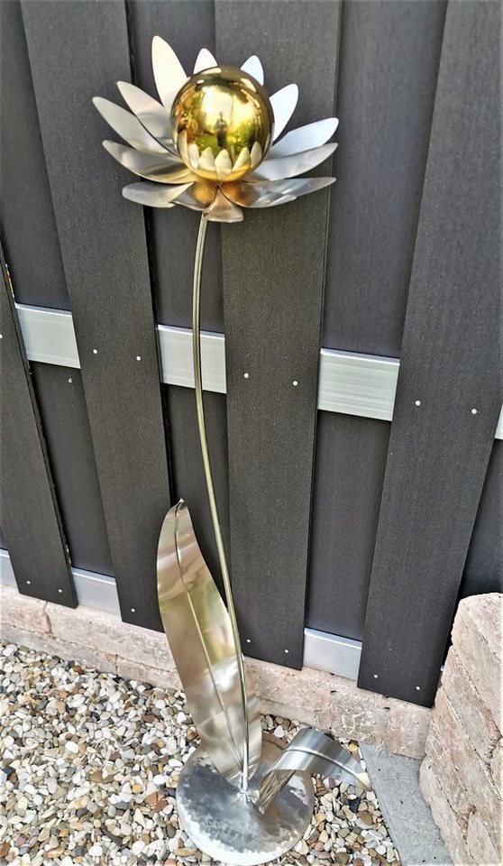 Jürgen Bocker - Gartenambiente Gartenstecker Blume Palermo Edelstahl Kugel gold poliert 120 cm Deko Garten von Jürgen Bocker - Gartenambiente