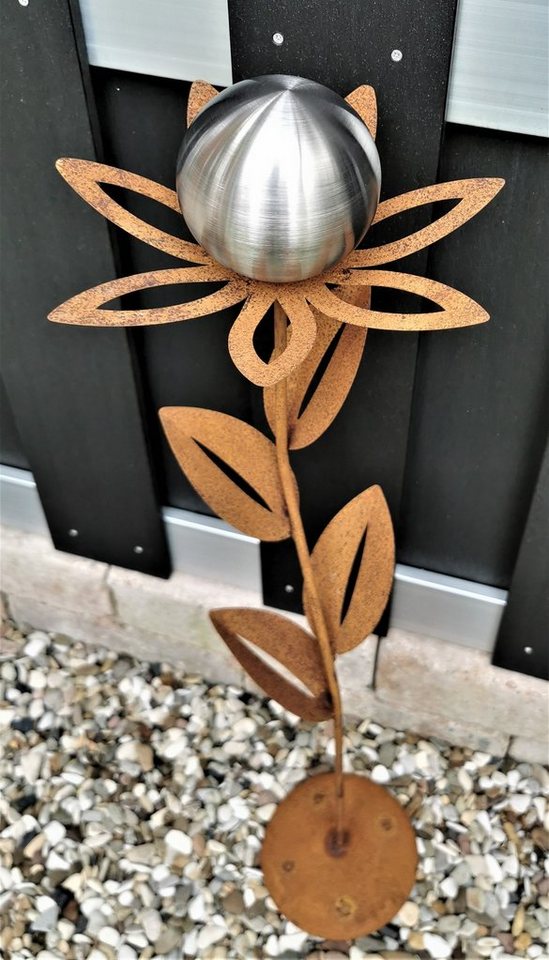 Jürgen Bocker - Gartenambiente Gartenstecker Blume Paris Corten 77 cm mit Kugel und Standfuß von Jürgen Bocker - Gartenambiente