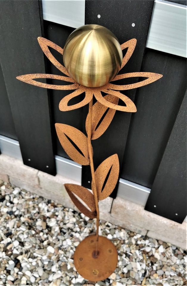 Jürgen Bocker - Gartenambiente Gartenstecker Blume Paris Corten 77 cm mit Kugel und Standfuß von Jürgen Bocker - Gartenambiente