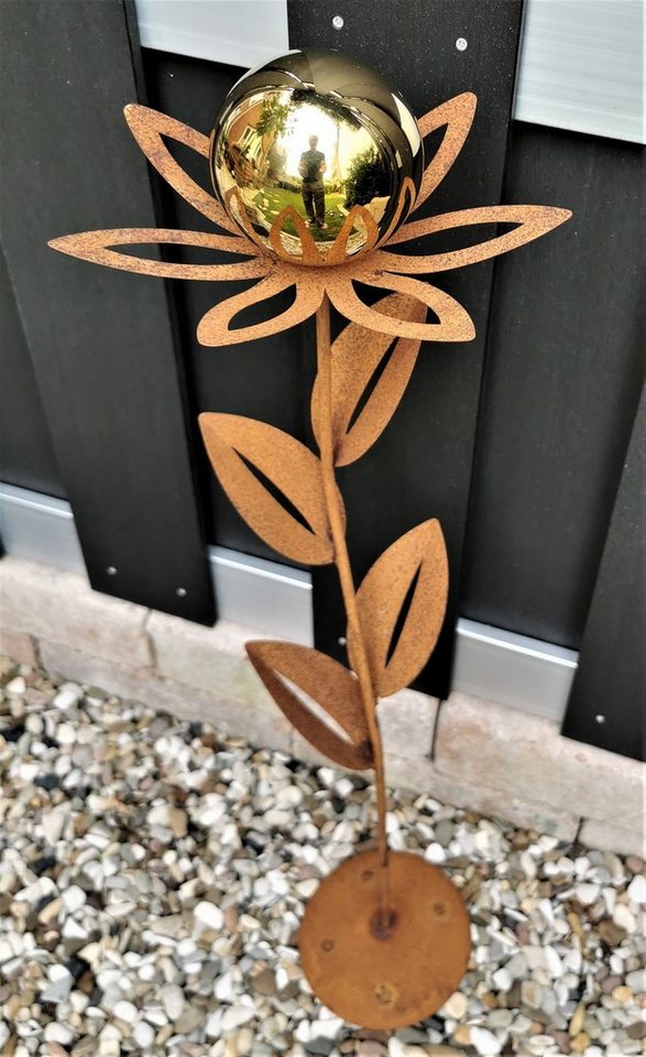 Jürgen Bocker - Gartenambiente Gartenstecker Blume Paris Corten 77 cm mit Kugel und Standfuß von Jürgen Bocker - Gartenambiente