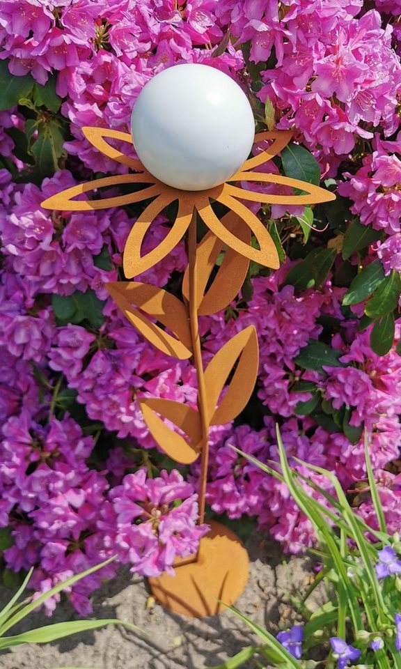 Jürgen Bocker - Gartenambiente Gartenstecker Blume Paris Corten 77 cm mit Kugel und Standfuß von Jürgen Bocker - Gartenambiente