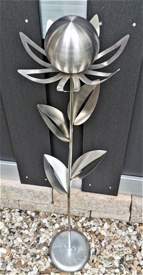 Jürgen Bocker - Gartenambiente Gartenstecker Blume Paris Edelstahl matt 77 cm mit Kugel und Standfuß von Jürgen Bocker - Gartenambiente