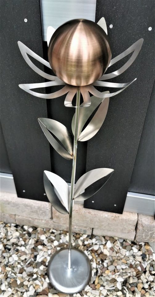 Jürgen Bocker - Gartenambiente Gartenstecker Blume Paris Edelstahl matt 77 cm mit Kugel und Standfuß von Jürgen Bocker - Gartenambiente