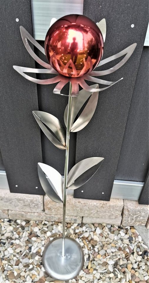 Jürgen Bocker - Gartenambiente Gartenstecker Blume Paris Edelstahl matt 77 cm mit Kugel und Standfuß von Jürgen Bocker - Gartenambiente