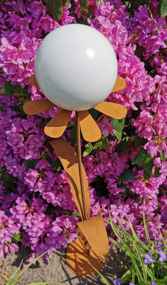 Jürgen Bocker - Gartenambiente Gartenstecker Blume Rotterdam Corten 97 cm mit Kugel und Standfuß von Jürgen Bocker - Gartenambiente