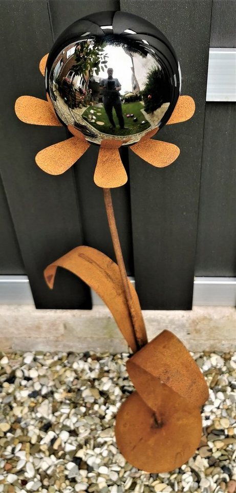 Jürgen Bocker - Gartenambiente Gartenstecker Blume Rotterdam Corten 97 cm mit Kugel und Standfuß von Jürgen Bocker - Gartenambiente