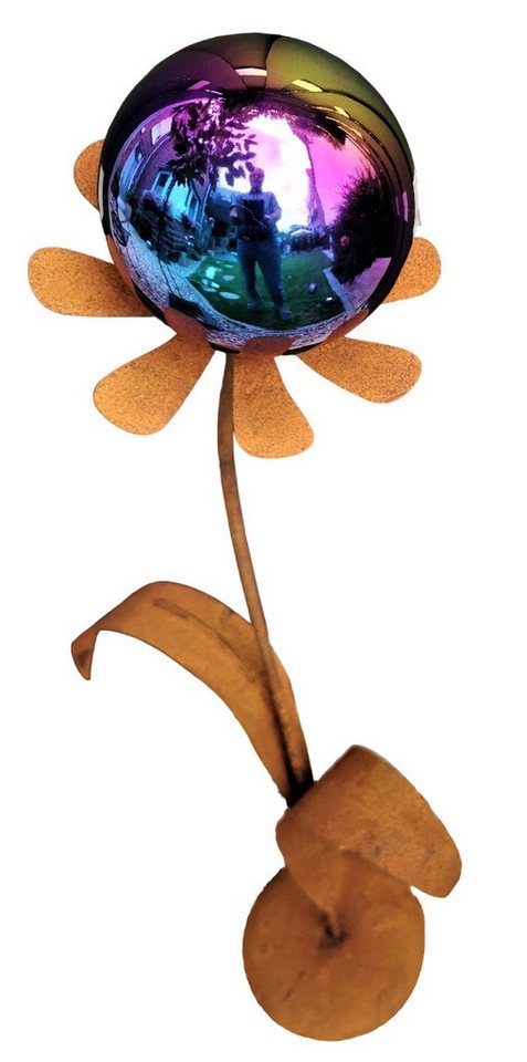 Jürgen Bocker - Gartenambiente Gartenstecker Blume Rotterdam Corten 97 cm mit Kugel und Standfuß von Jürgen Bocker - Gartenambiente