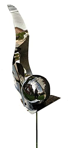Jürgen Bocker Garten-Ambiente Gartenstecker Skulptur Flamme 146 cm Edelstahl poliert Lichtfang Rosenkugel mit Kugel Edelstahl Schwarz poliert von Jürgen Bocker Garten-Ambiente