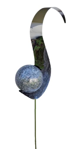 Jürgen Bocker Garten-Ambiente Gartenstecker Skulptur Flamme 146 cm poliert Lichtfang Rosenkugel mit Kugel Edelstahl Lackierung Granit anthrazit, Silber, BS 100 000 e von Jürgen Bocker Garten-Ambiente