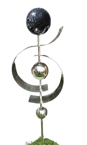 Jürgen Bocker Garten-Ambiente Gartenstecker Skulptur Jupiter 100 cm matt gebürstet mit obere Kugel Edelstahl Lackierung Granit anthrazit, Silber, BS 100 003 g von Jürgen Bocker Garten-Ambiente