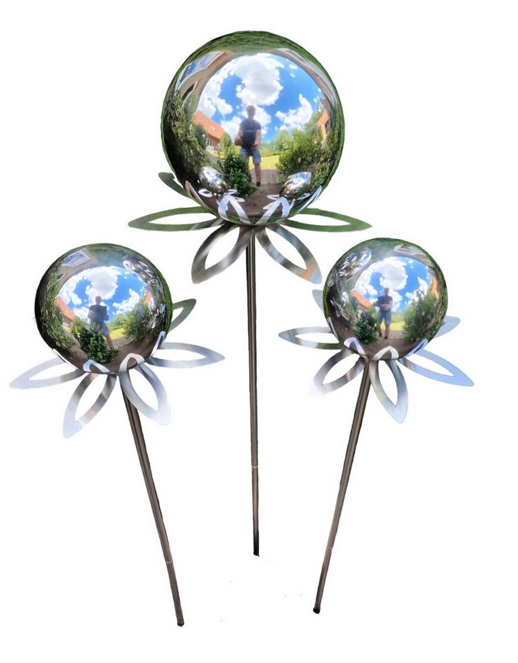 Jürgen Bocker - Gartenambiente Gartenstecker Blütenzauber Paris Rosenkugel Edelstahl 3er Set mit Stab 80 cm (3 tlg. Set) von Jürgen Bocker - Gartenambiente