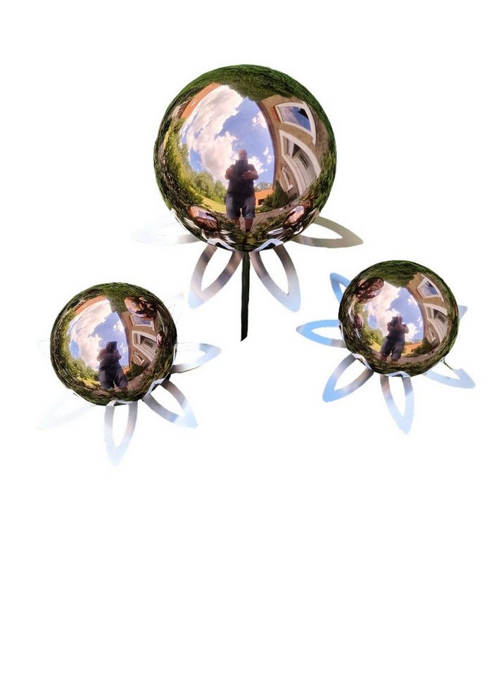 Jürgen Bocker - Gartenambiente Gartenstecker Blütenzauber Paris Rosenkugel Edelstahl 3er Set mit Stab 80 cm (3 tlg. Set) von Jürgen Bocker - Gartenambiente