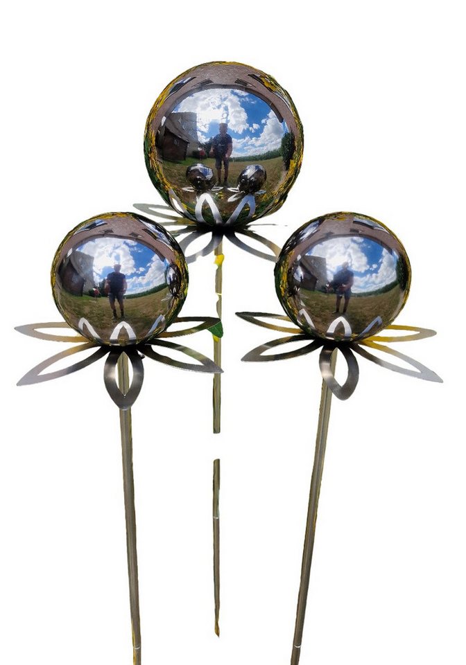 Jürgen Bocker - Gartenambiente Gartenstecker Blütenzauber Paris Rosenkugel Edelstahl 3er Set mit Stab 80 cm (3 tlg. Set) von Jürgen Bocker - Gartenambiente