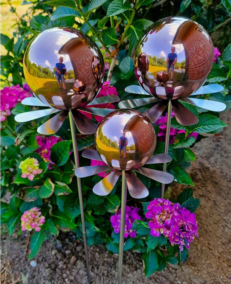 Jürgen Bocker - Gartenambiente Gartenstecker Blütenzauber Rotterdam Rosenkugel Edelstahl 3er Set mit Stab 80 cm von Jürgen Bocker - Gartenambiente