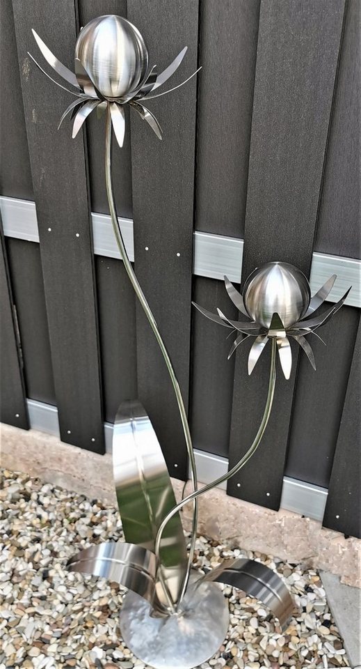 Jürgen Bocker - Gartenambiente Gartenstecker Blume Milano 120 cm Kugel Edelstahl matt mit Standfuß Deko Garten von Jürgen Bocker - Gartenambiente
