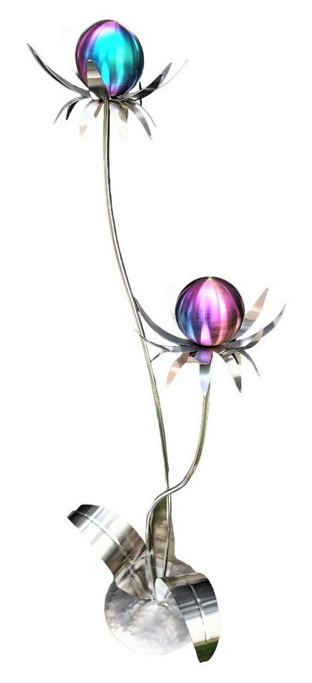 Jürgen Bocker - Gartenambiente Gartenstecker Blume Milano 120 cm Kugel Edelstahl rainbow matt Standfuß Garten von Jürgen Bocker - Gartenambiente